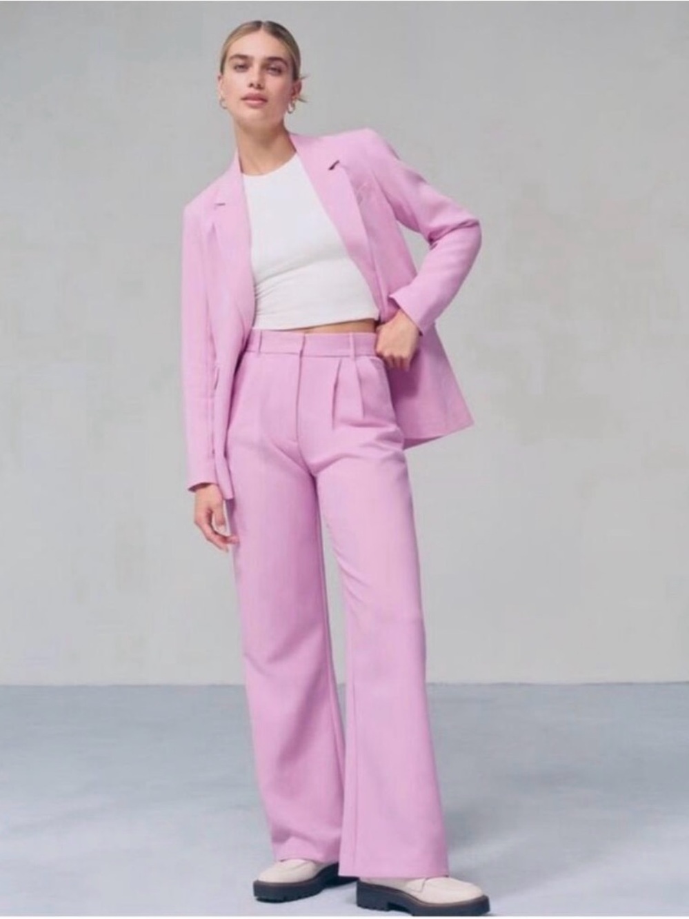 Abercrombie Fitch Sloane Pink High Waisted Straight Trousers Pants Size 30/10